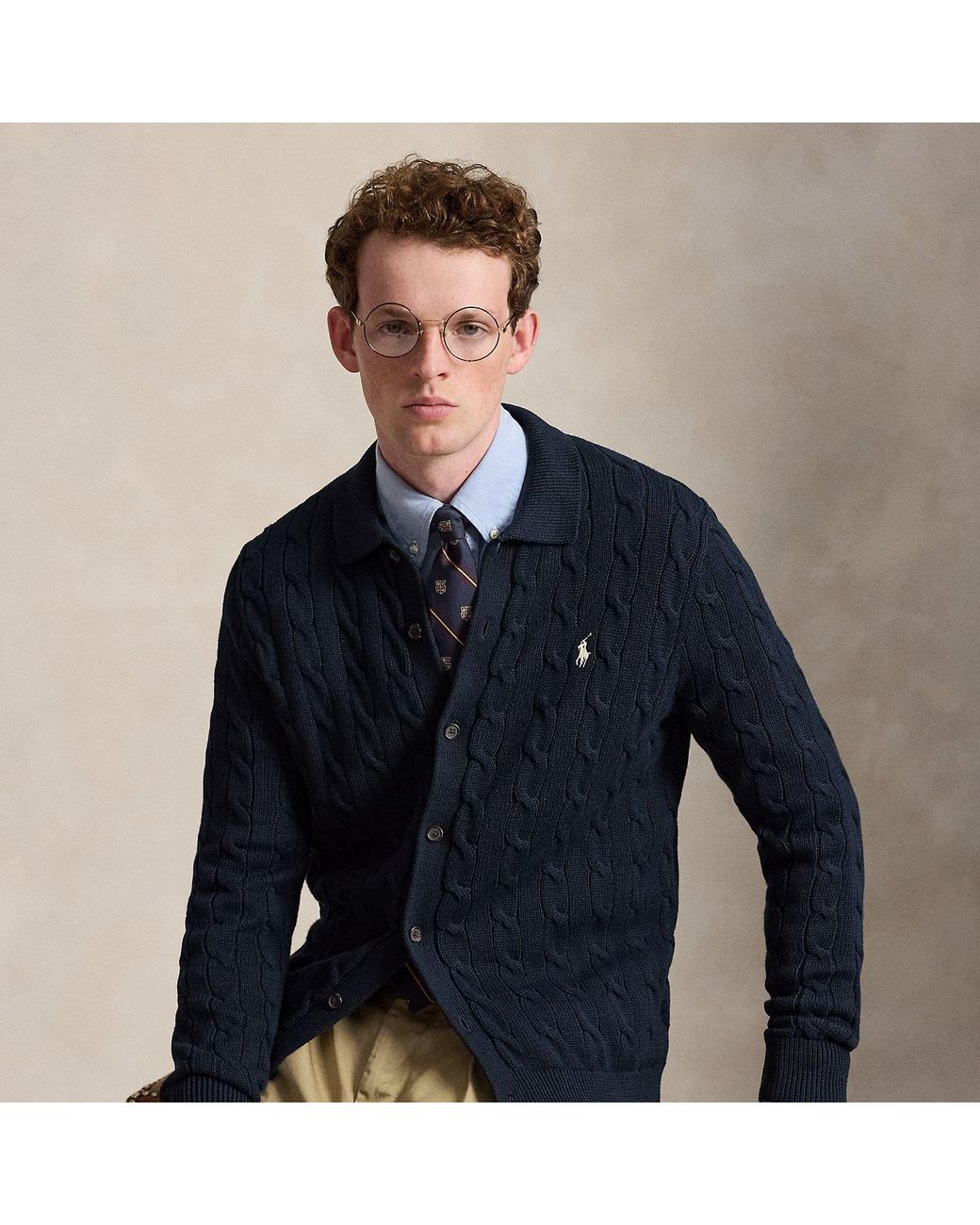 Polo Ralph Lauren Blue Cable-Knit Cotton Cardigan for men