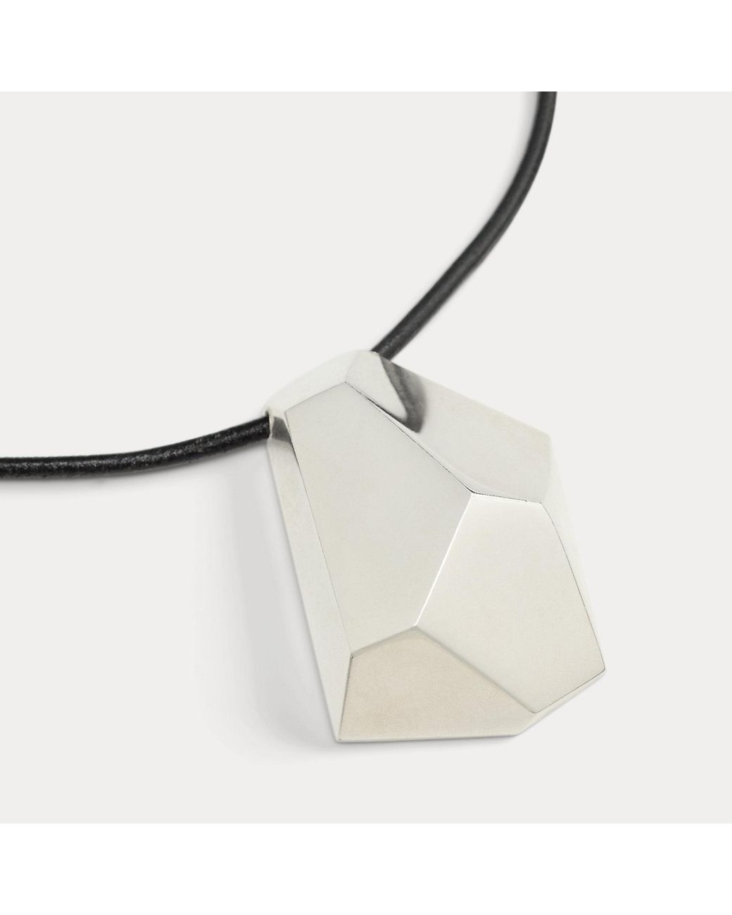 Ralph Lauren White Geometric-Tone Leather Necklace