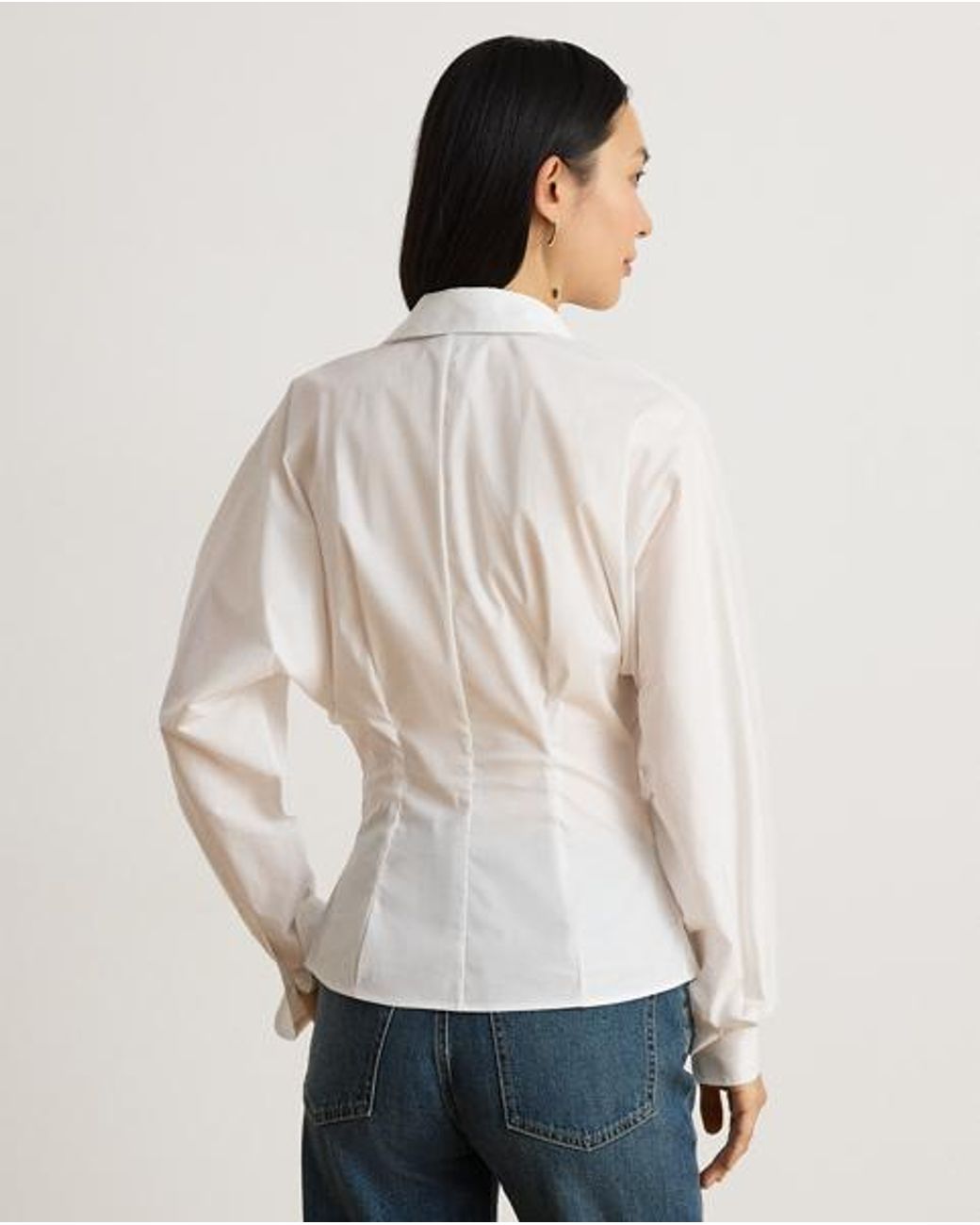 Ralph Lauren White Stretch-Cotton-Blend Wrap Shirt