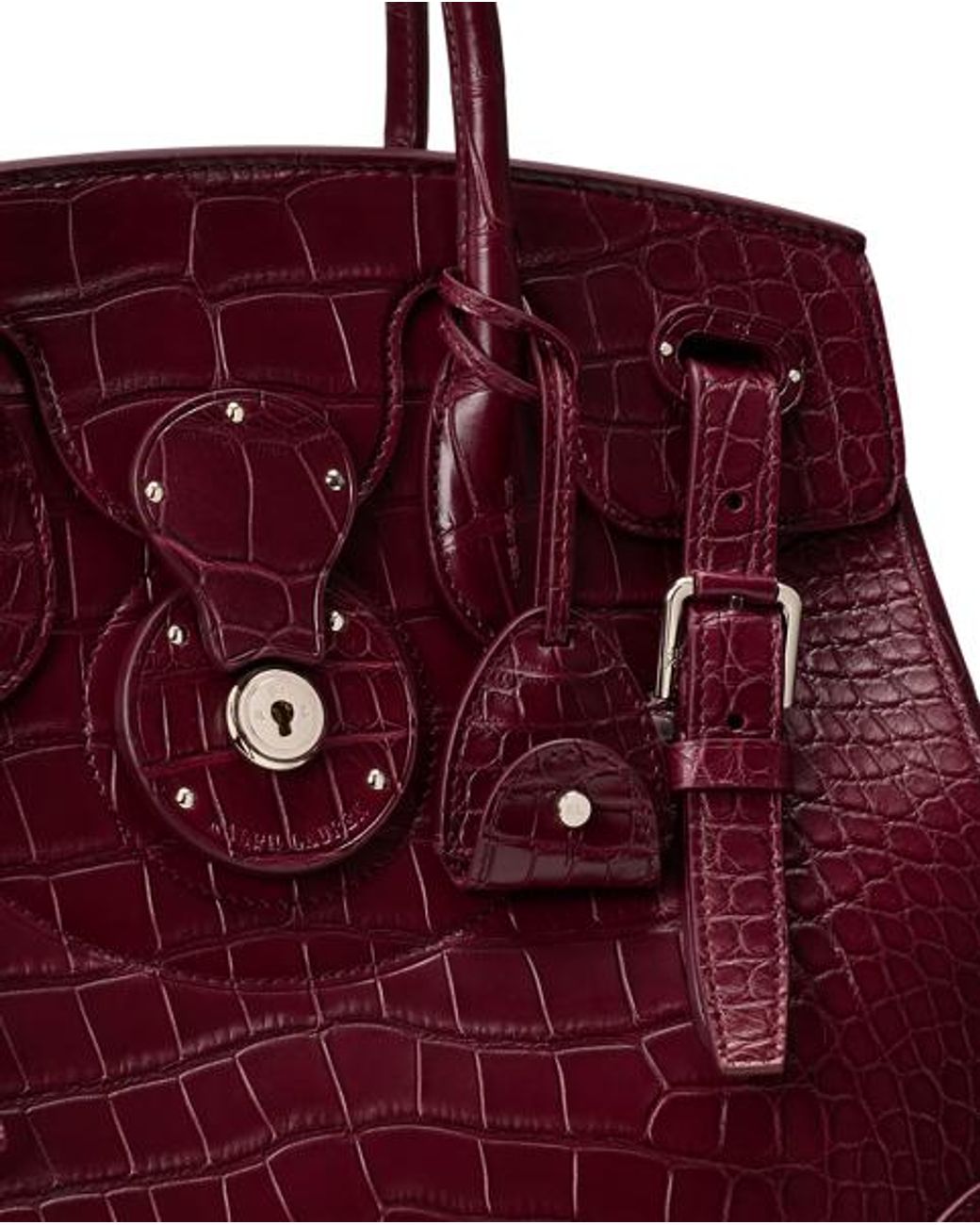 Ralph Lauren Purple Soft Ricky 33 Caiman Bag