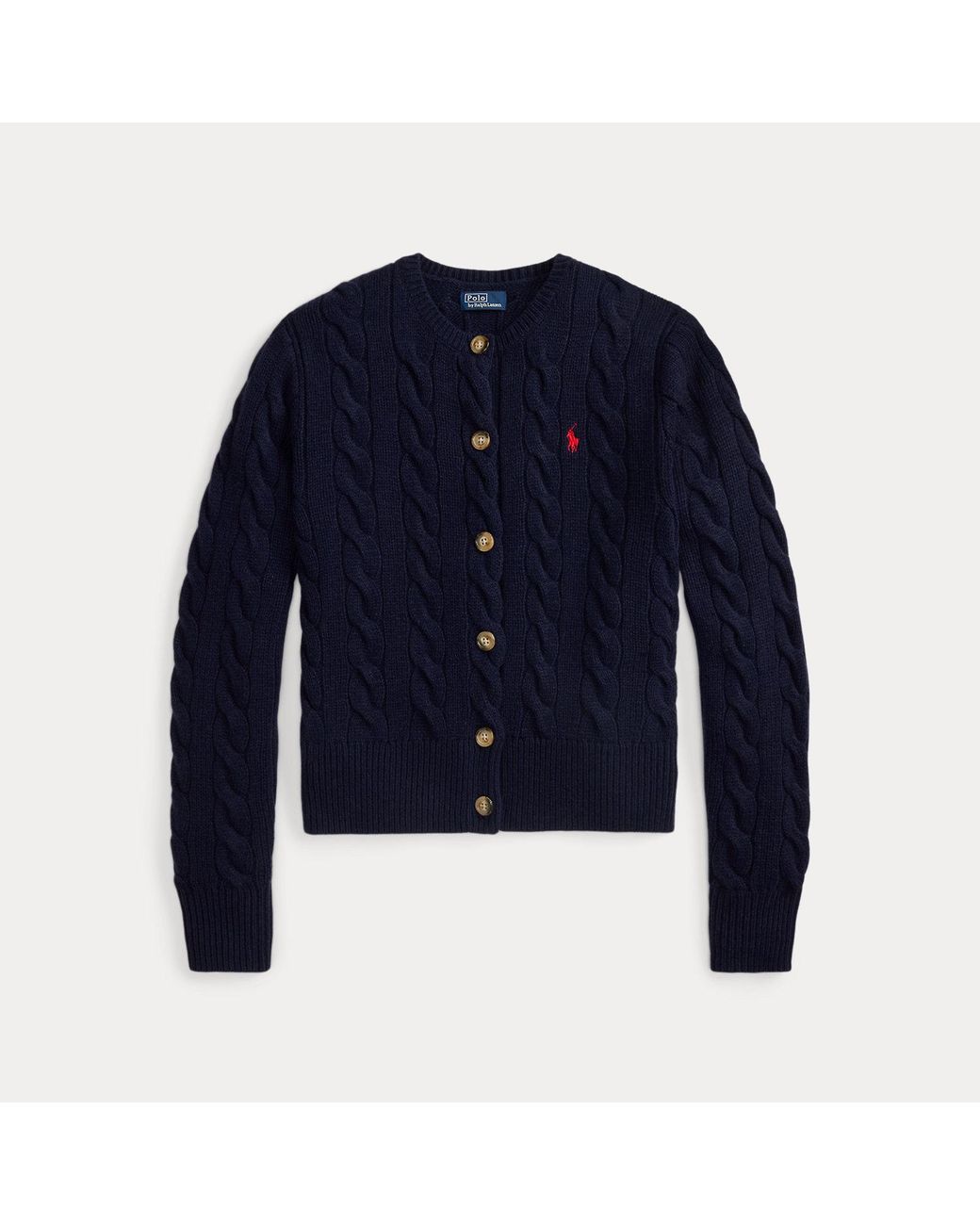 Polo Ralph Lauren Blue Cable-Knit Wool-Cashmere Cardigan