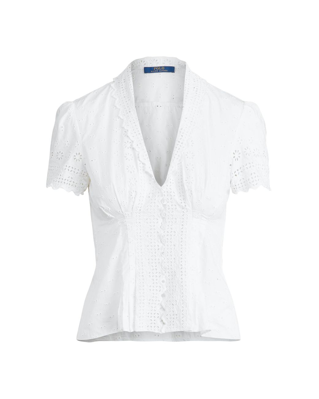 Ralph Lauren Cotton Eyelet Peplum Blouse In White Size 4 Lyst