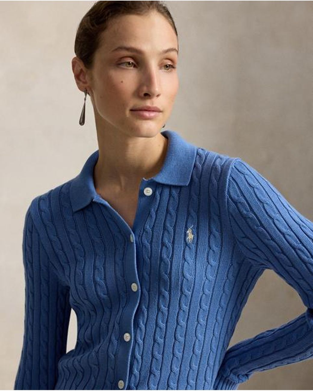 Polo Ralph Lauren Brown Cable-Knit Cotton Cardigan