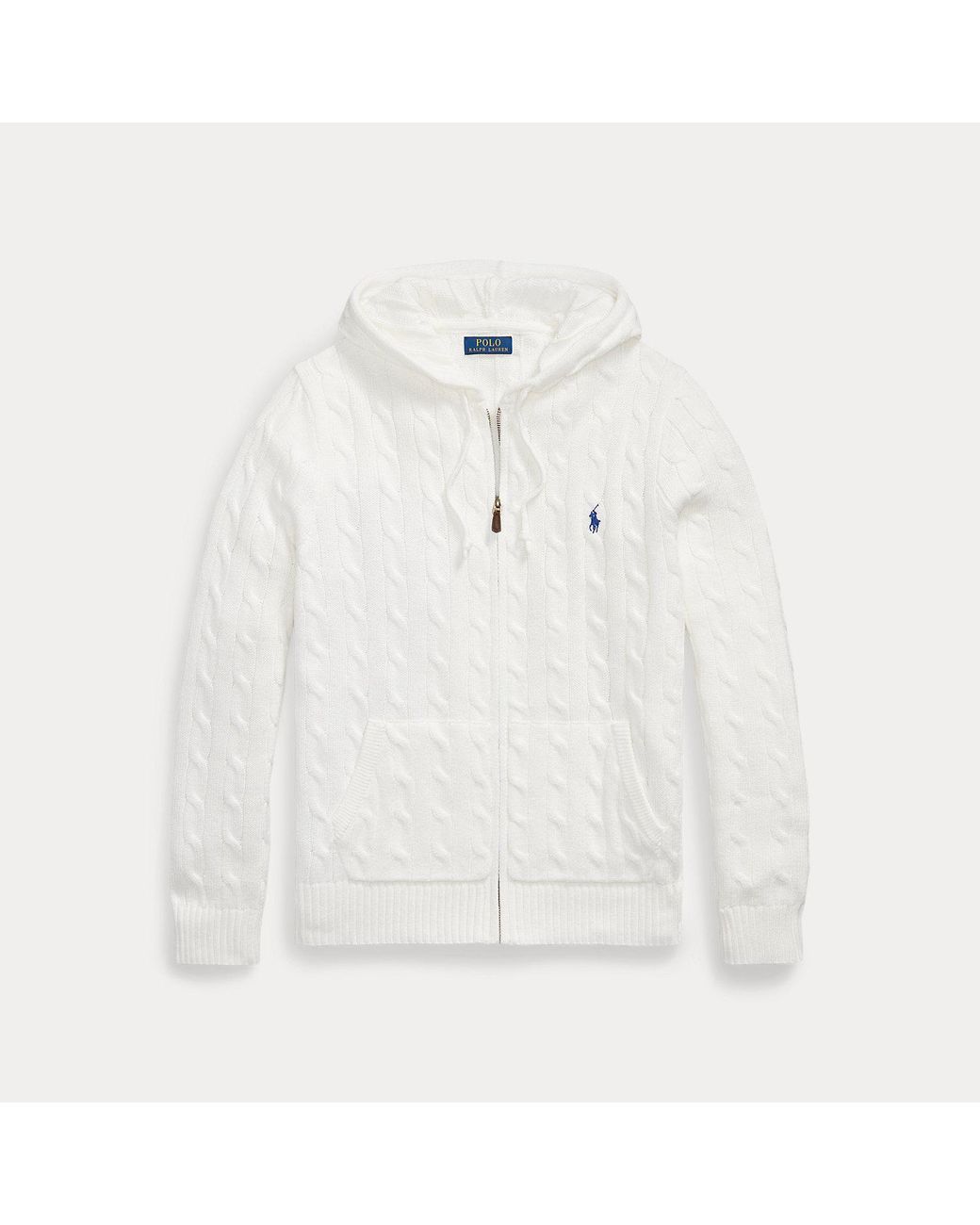 Polo Ralph Lauren Blue Cable-Knit Cotton Hooded Jumper for men