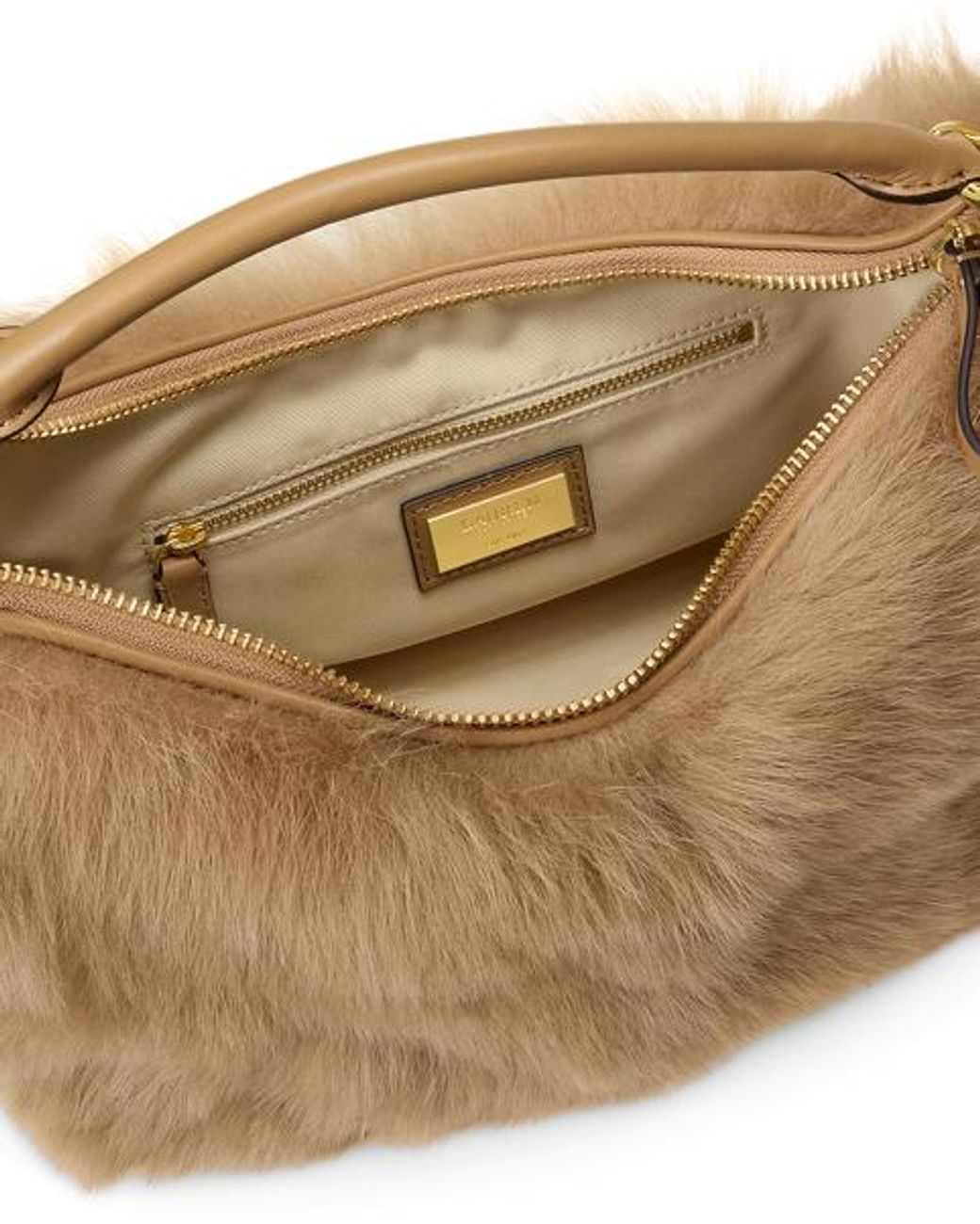 Ralph Lauren Brown Shearling Small Blaike Shoulder Bag
