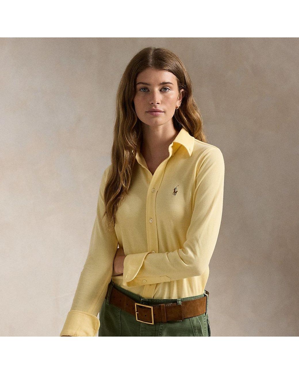 Polo Ralph Lauren Slim Fit Knit Cotton Oxford Shirt in Natural Lyst UK