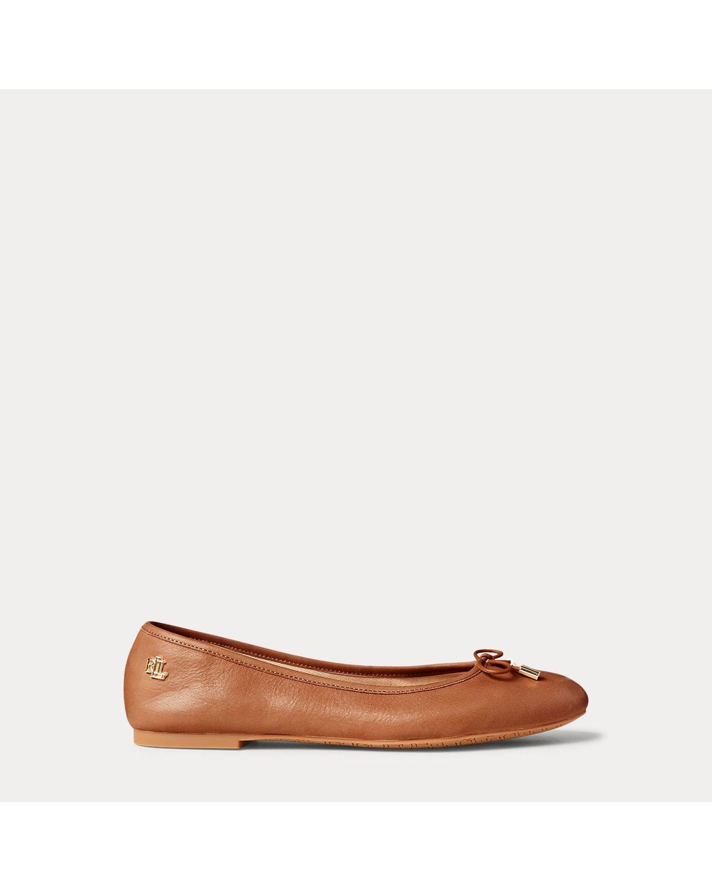Ralph Lauren Brown Jayna Leather Flat