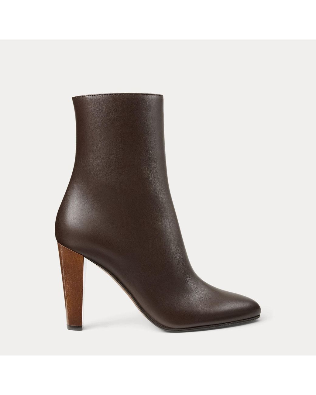 Ralph Lauren Brown Bernice 95 Mm Calfskin Bootie