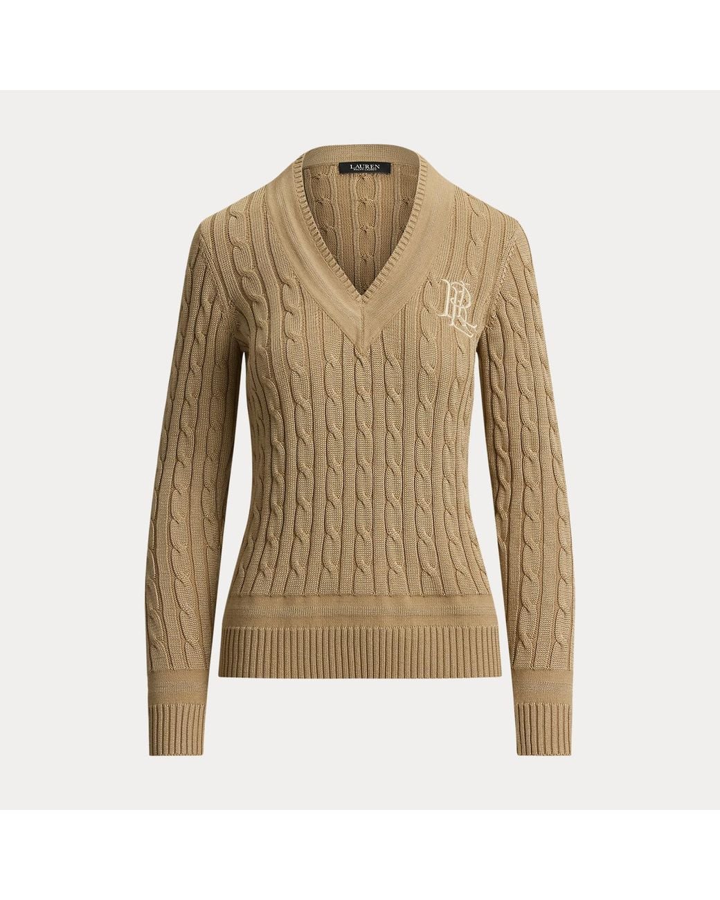 Ralph Lauren Brown Cable-Knit Cricket Jumper