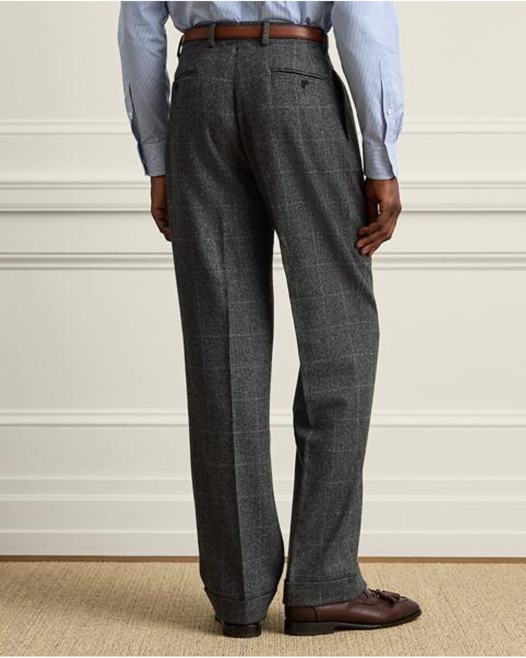 Ralph Lauren Black Glenn Hand-Tailored Tick-Weave Trouser for men