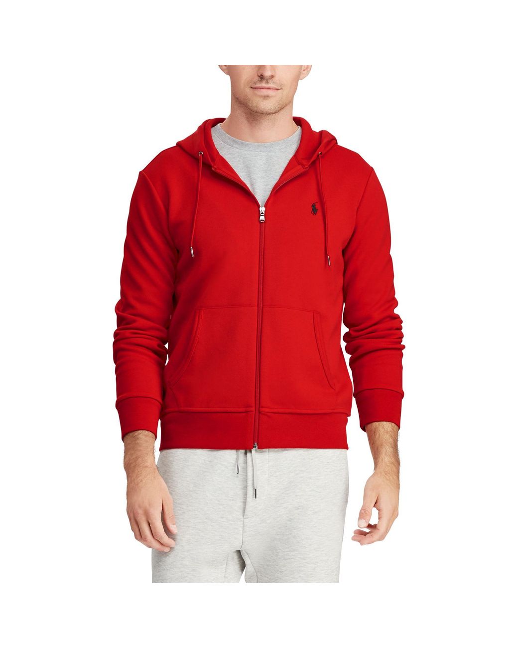 Polo Ralph Lauren Cotton Double-knit Full-zip Hoodie in Red for Men | Lyst