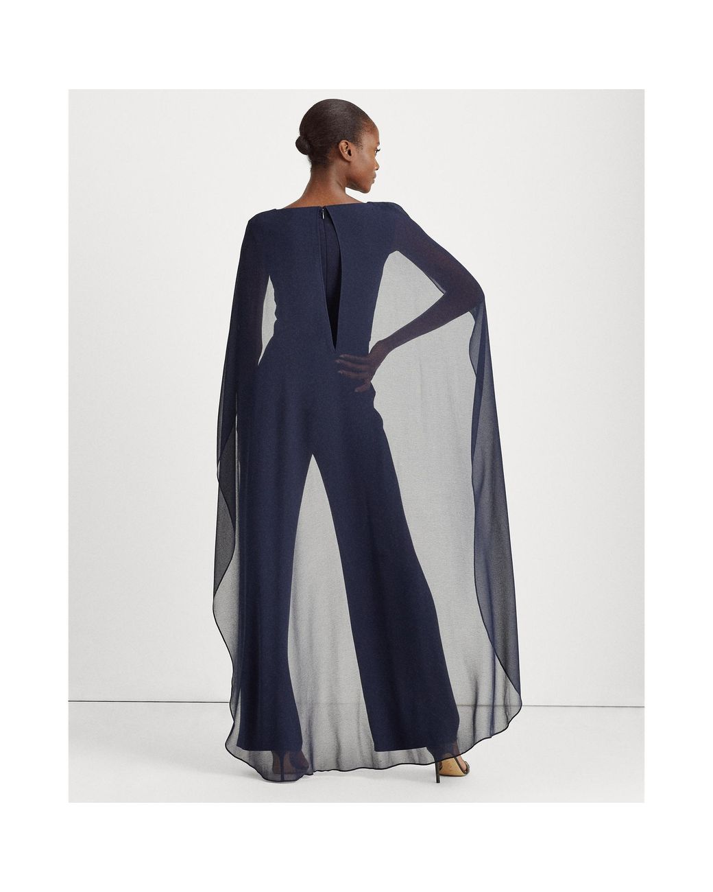 Ralph lauren chiffon cape overlay jumpsuit hotsell