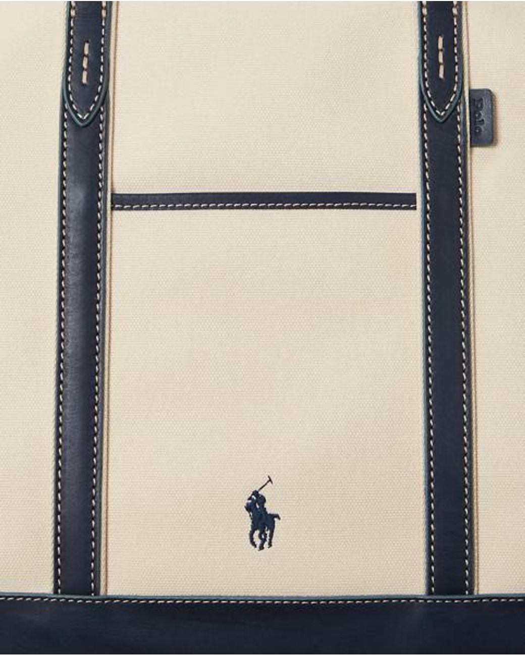 Ralph Lauren Black Leather-Trim Canvas Medium Shopper Tote