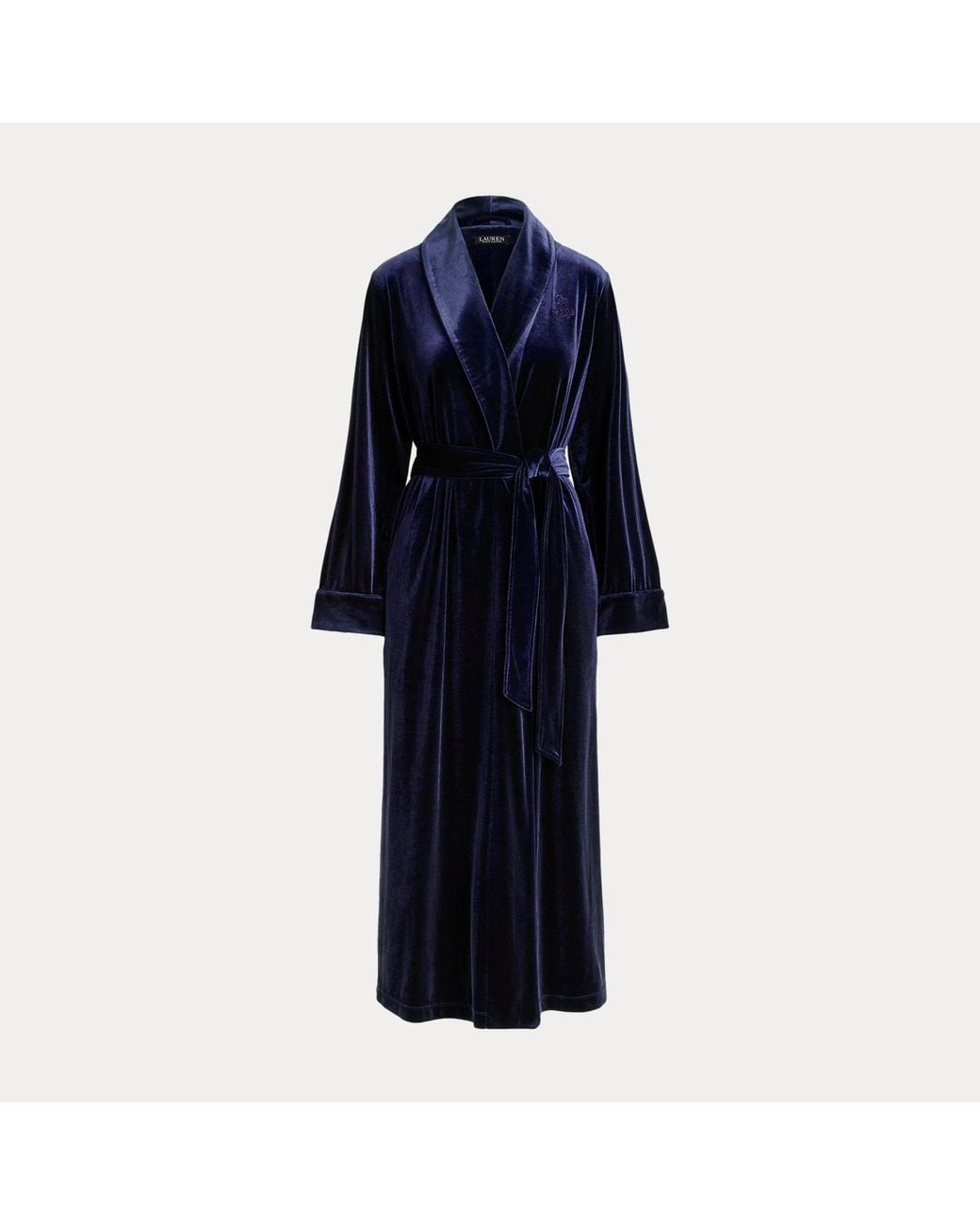 Ralph Lauren Blue Velvet Long Shawl-Collar Robe