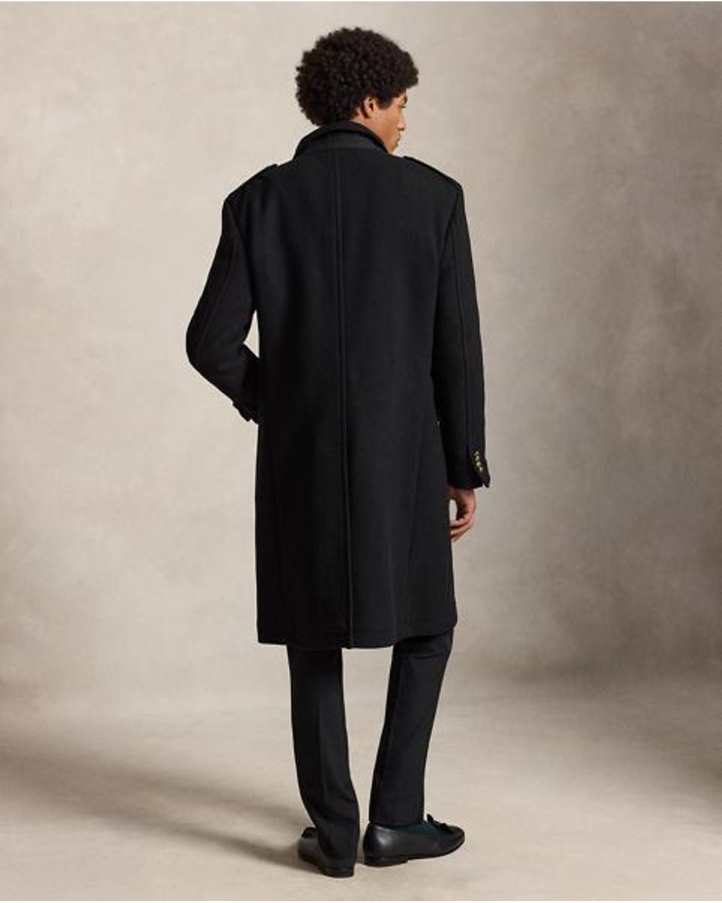 Polo Ralph Lauren Black Melton Wool-Blend Topcoat for men