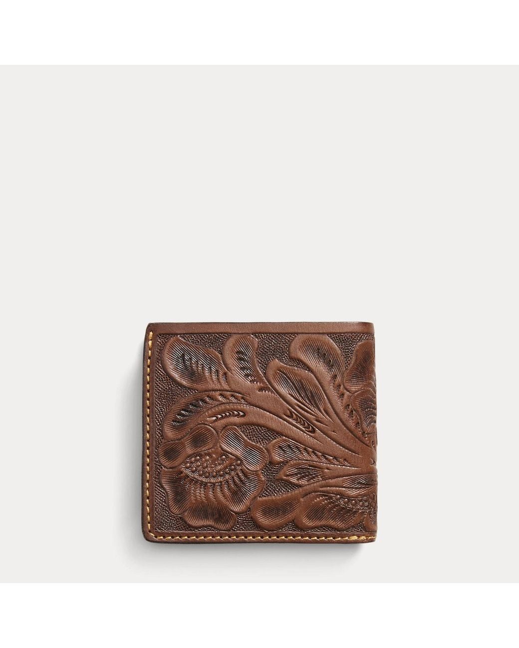 Ralph Lauren Brown Hand-tooled Leather Billfold for men