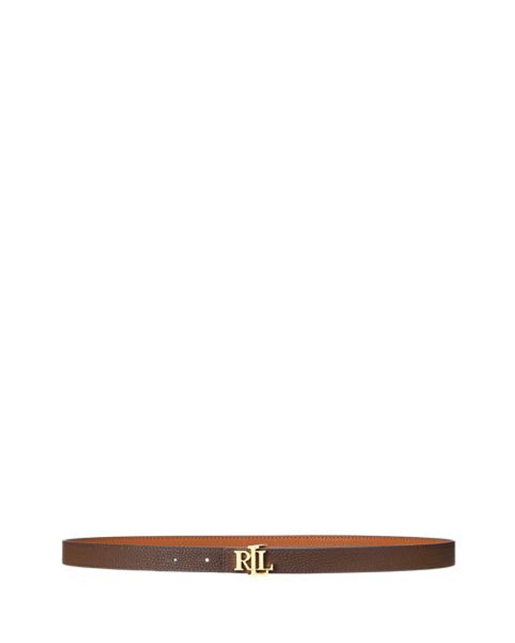 Ralph Lauren Brown Reversible Skinny Leather Logo Belt