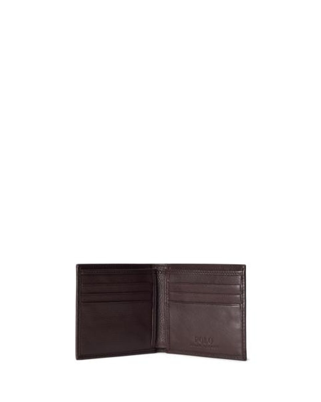 Polo Ralph Lauren Brown Pebbled Leather Billfold Wallet for men