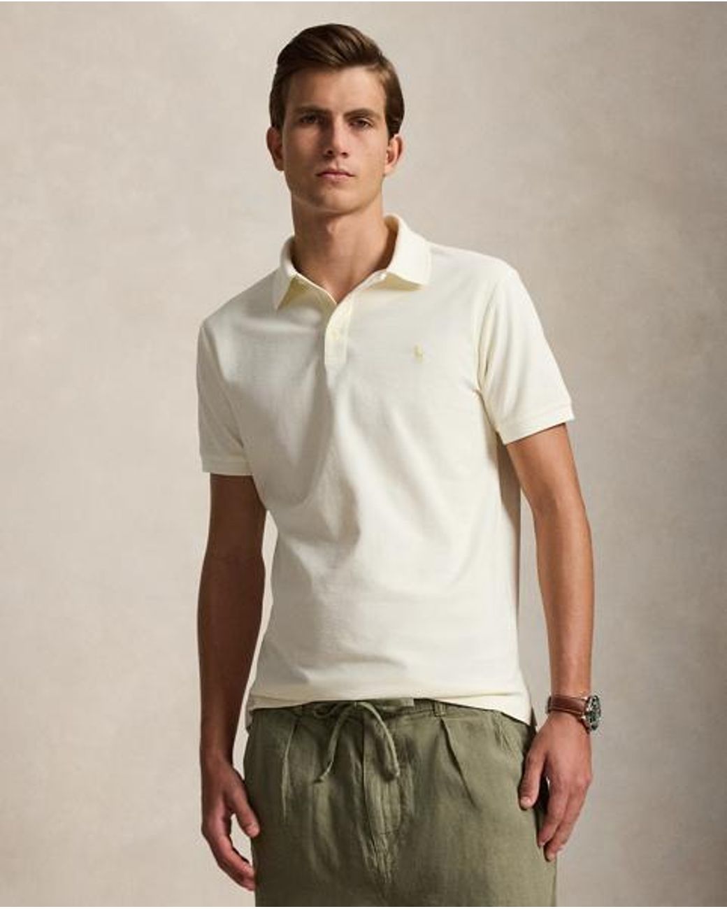 Polo Ralph Lauren Natural Custom Slim Fit Honeycomb-Mesh Polo for men