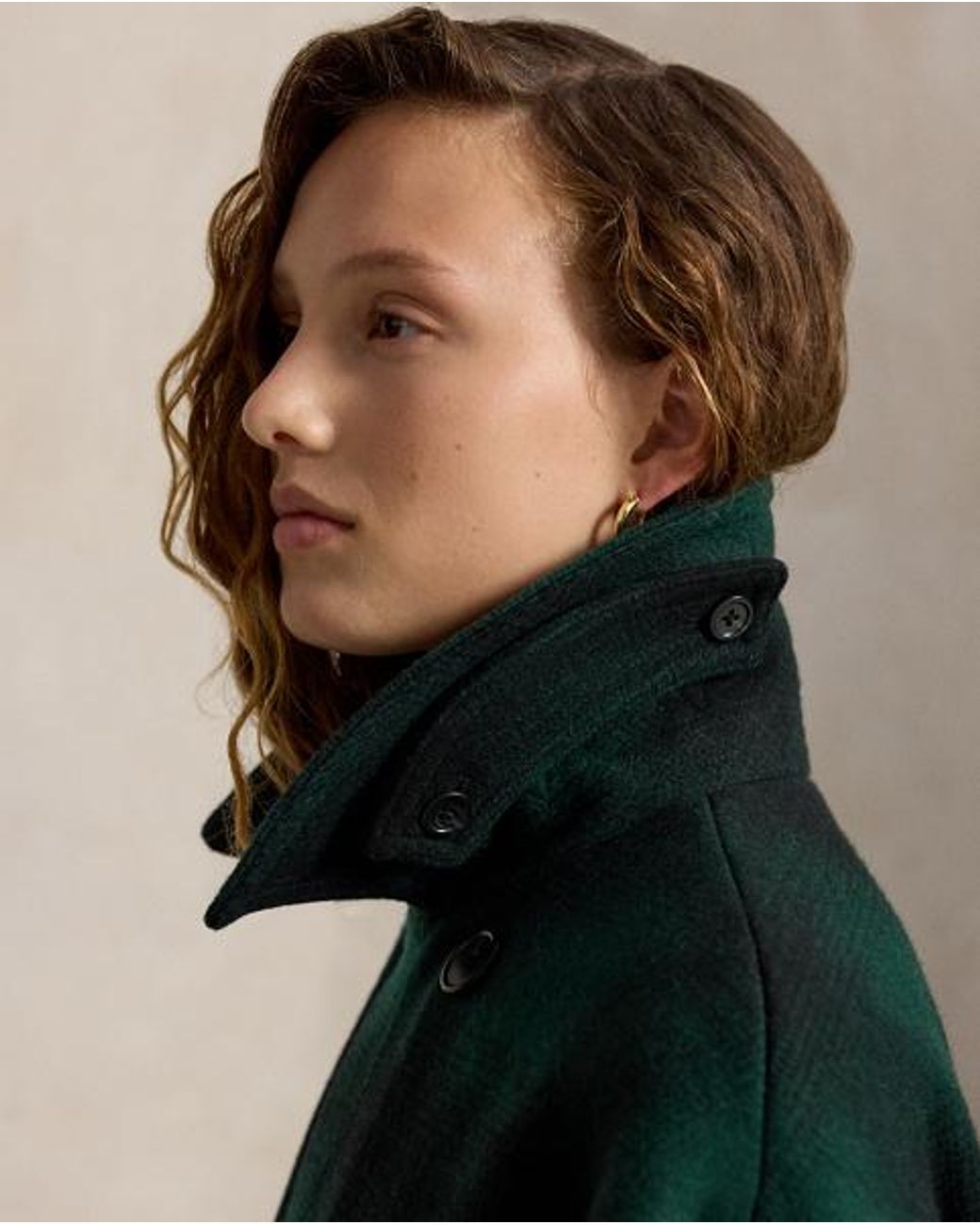 Polo Ralph Lauren Black Sculpted Plaid Wool-Blend Peacoat