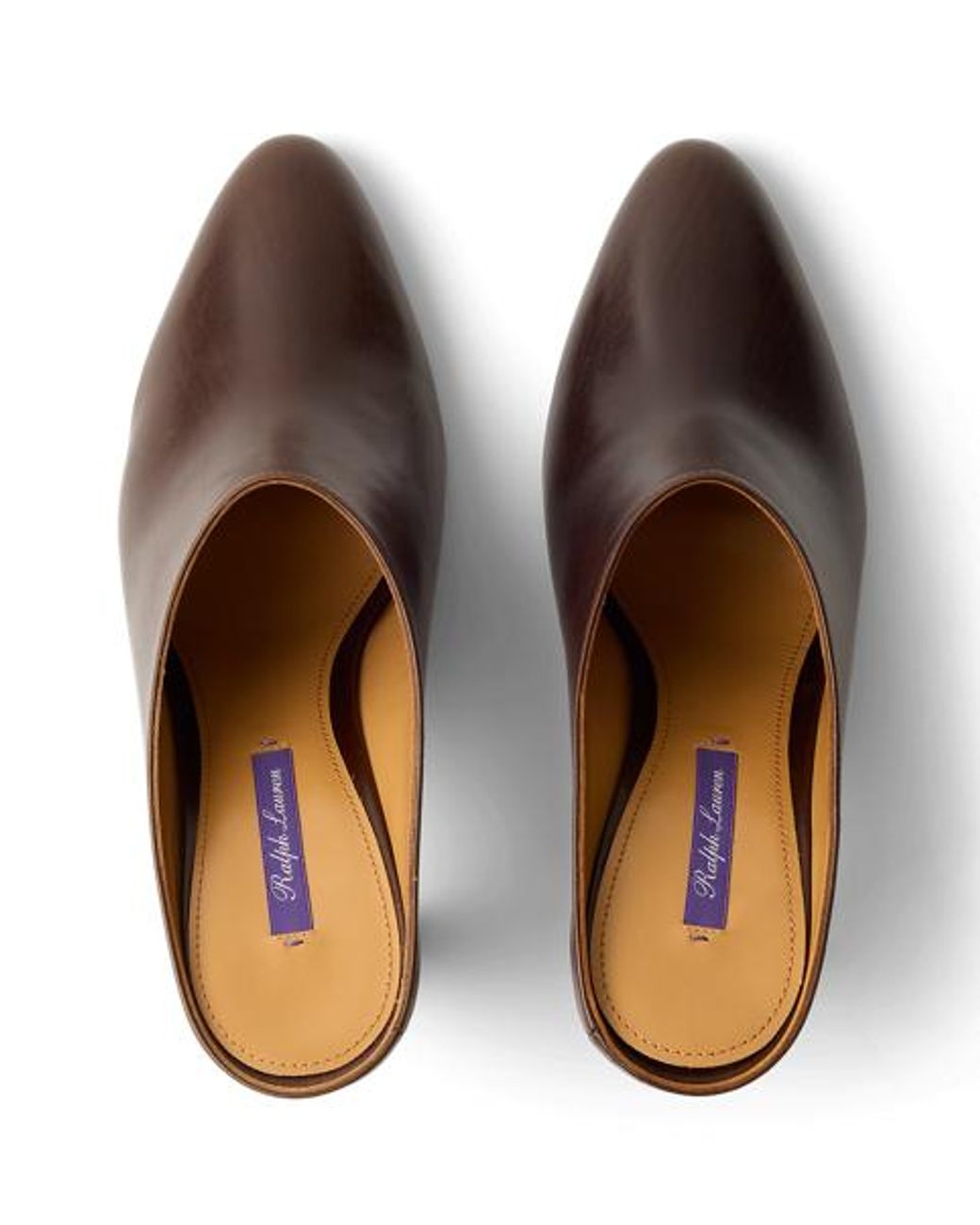 Ralph Lauren Brown Ashtyn 95 Mm Calfskin Mule