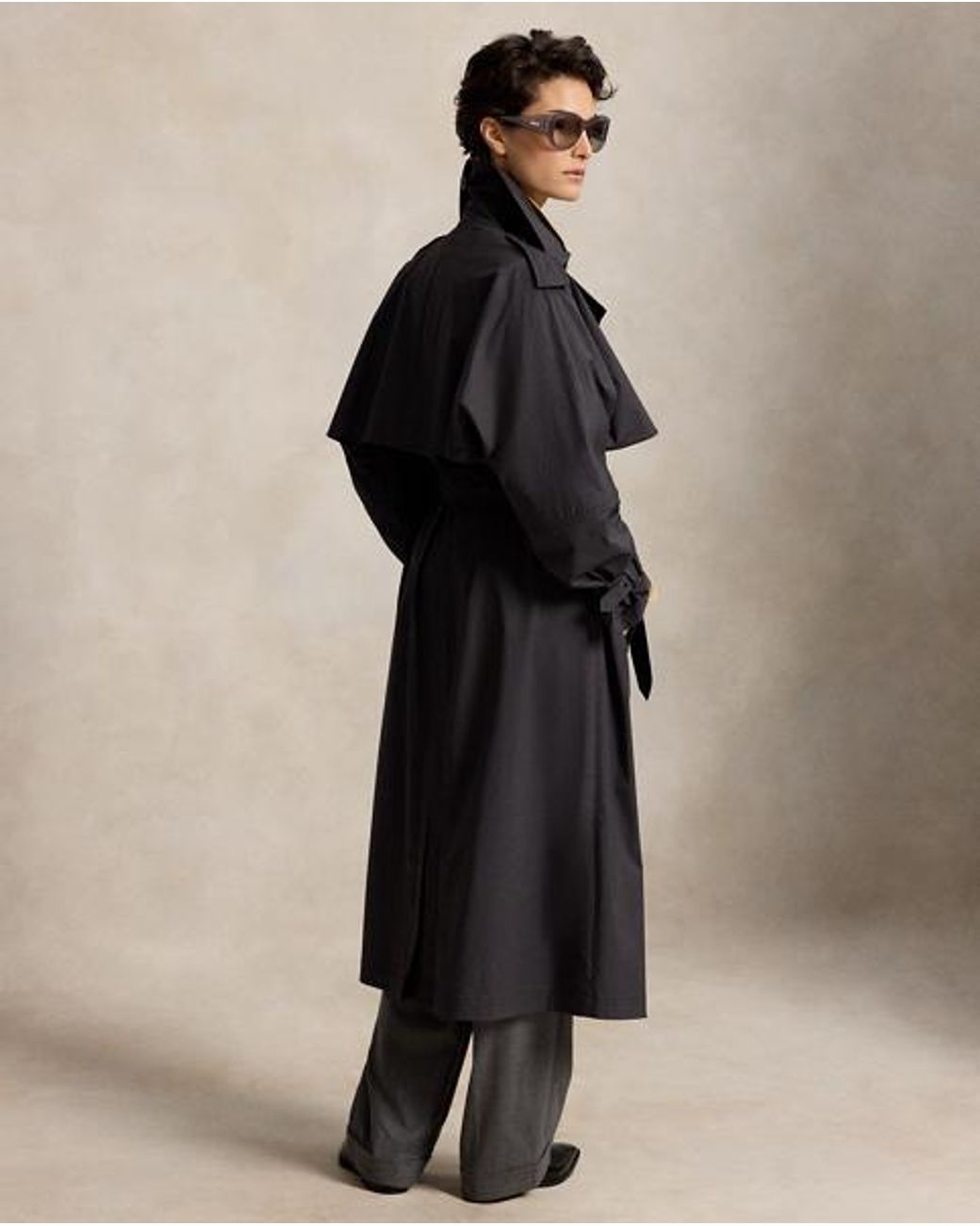 Polo Ralph Lauren Black Capelet Trench Coat