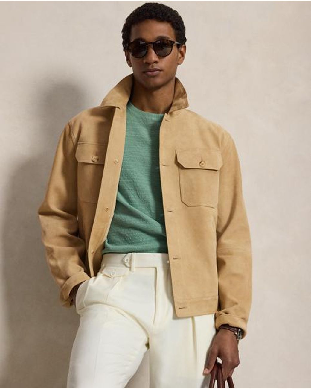 Ralph Lauren Natural The Ashdale Suede Shacket for men