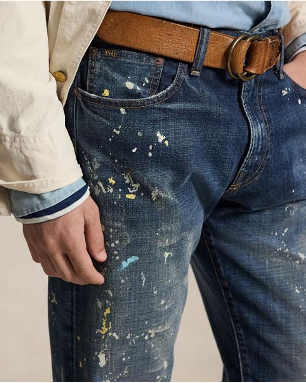 Polo Ralph Lauren Blue Hampton Straight Distressed Jeans for men