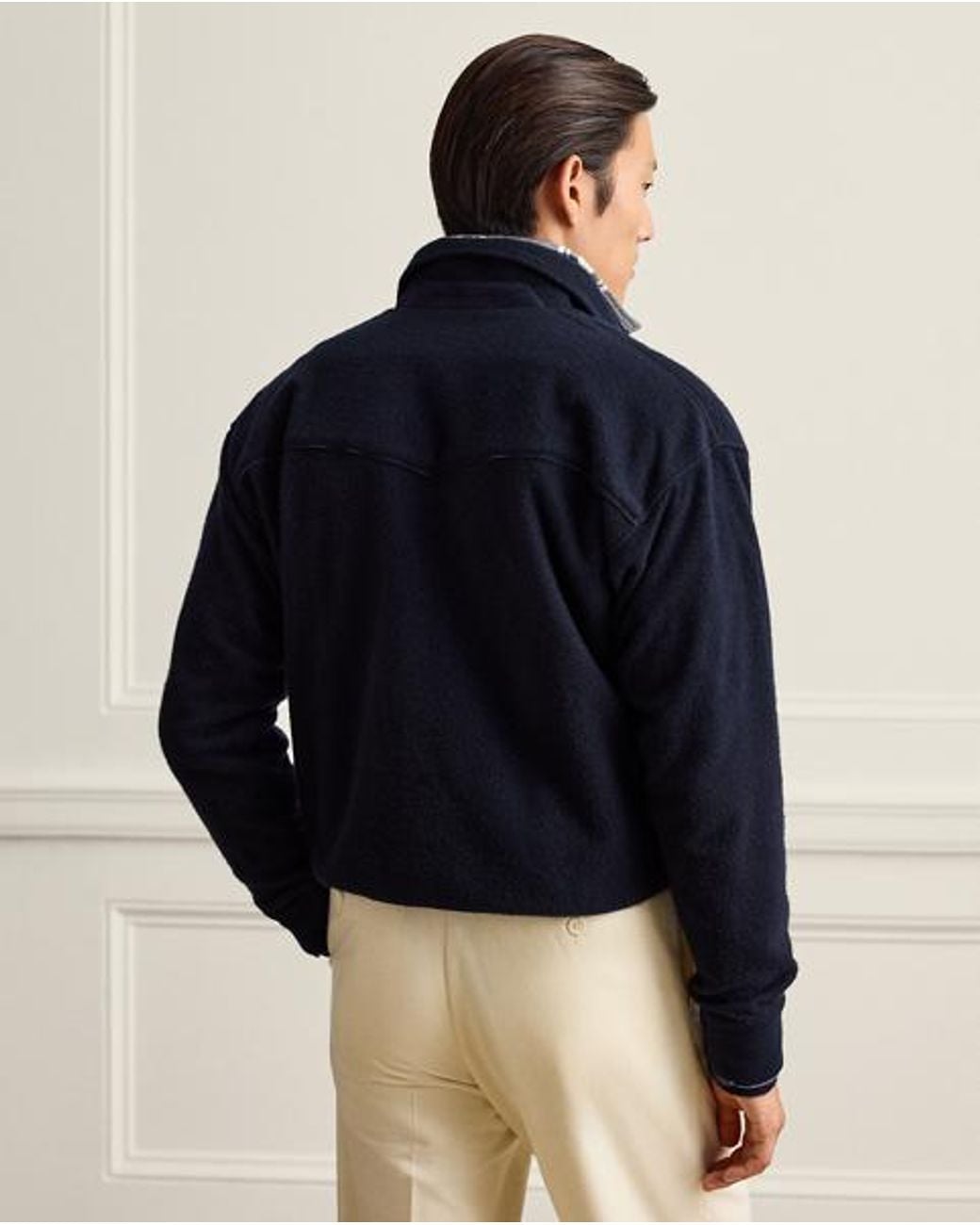Ralph Lauren Blue Knit Cavalry Twill Pullover for men