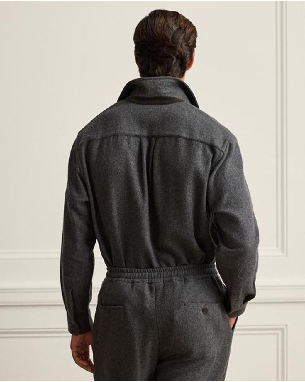Ralph Lauren Black Relaxed Fit Wool-Cashmere Popover Shirt for men