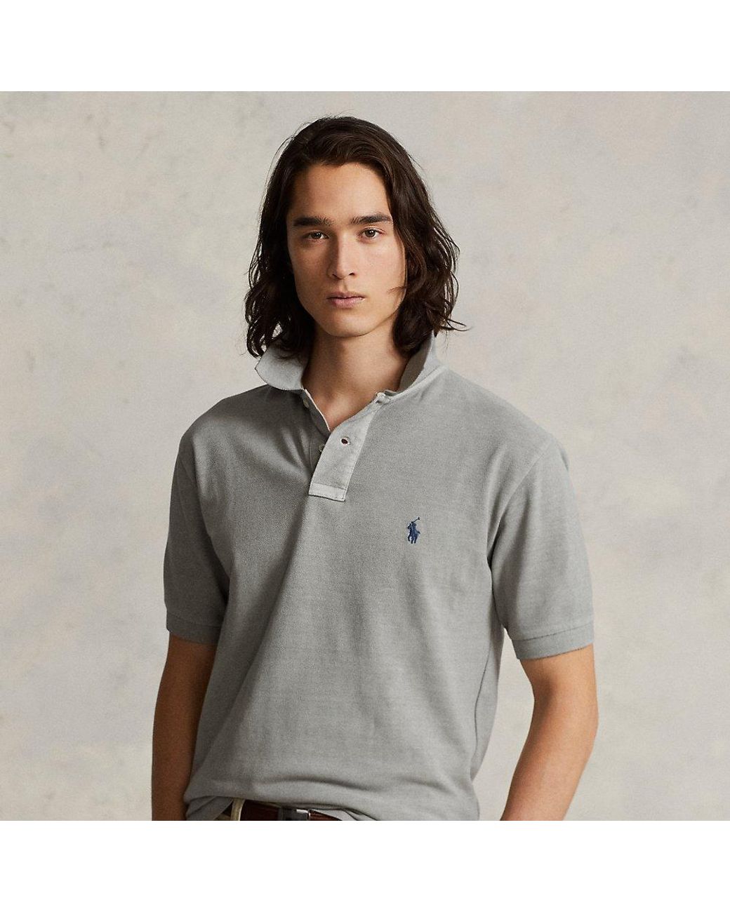 Ralph Lauren Original Fit Mesh Polo Shirt in Gray for Men | Lyst