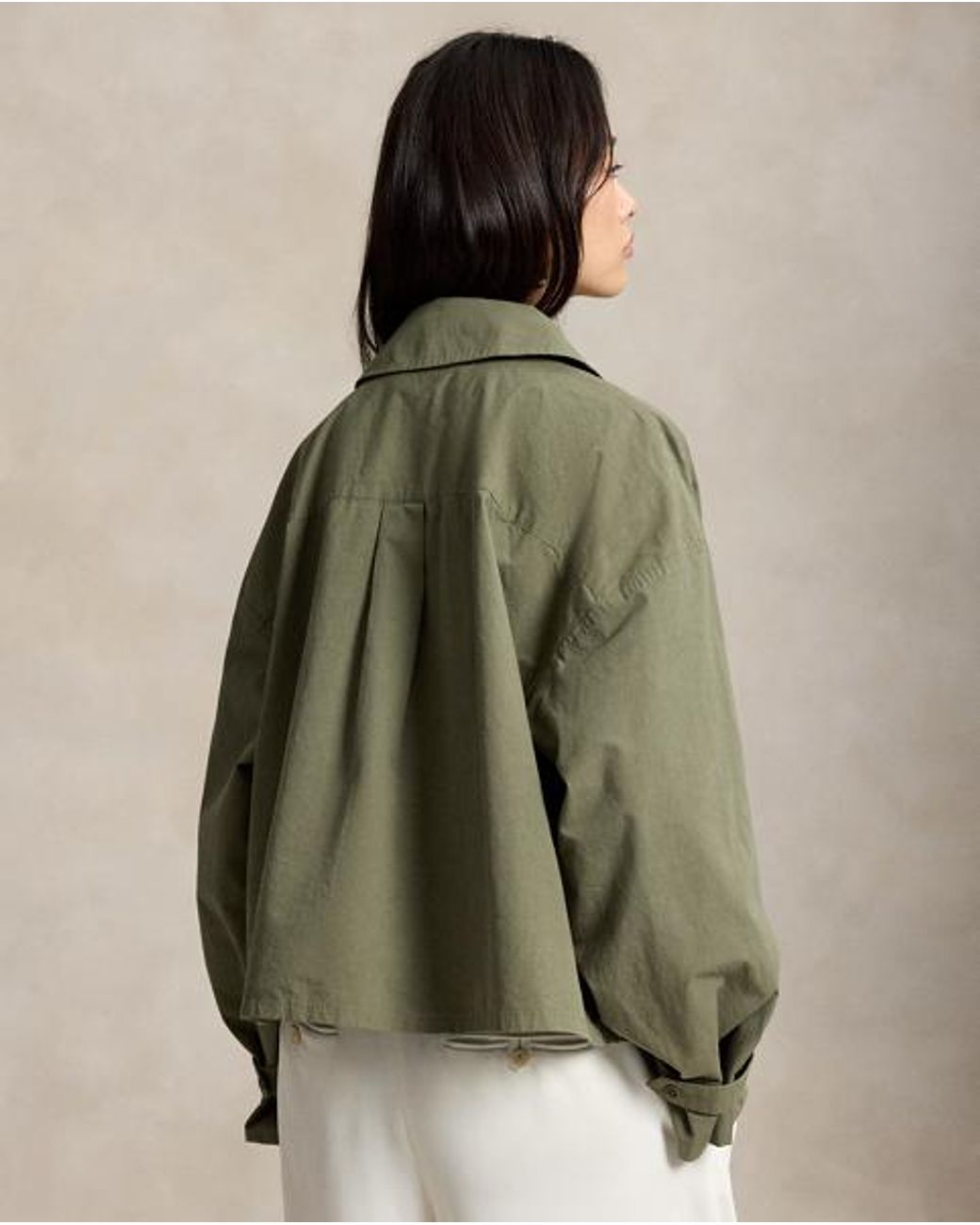 Ralph Lauren Green Lace-Up Cotton Shirt
