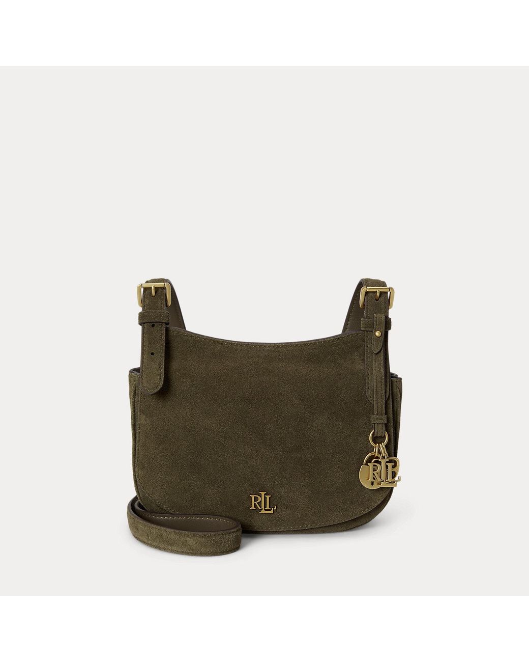 Ralph Lauren Green Medium Marcy Suede Crossbody Bag