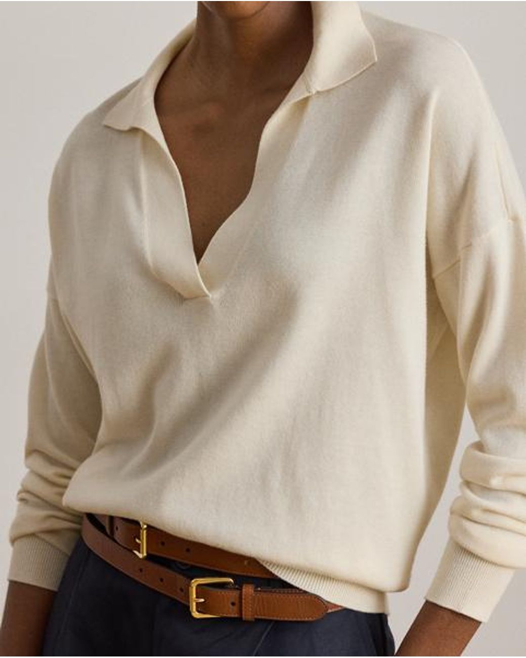 Ralph Lauren Natural Cotton-Modal Polo Jumper