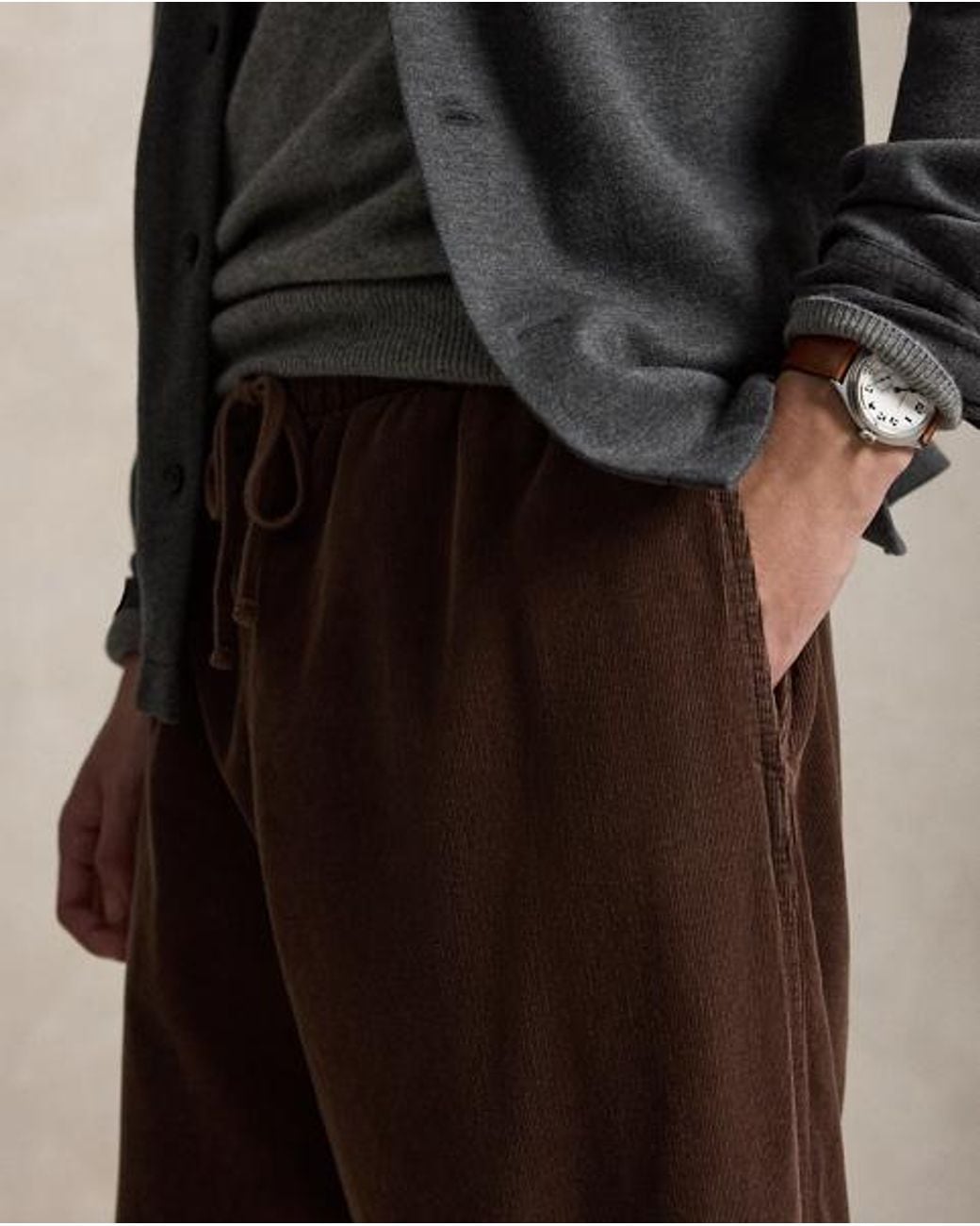 Polo Ralph Lauren Black Ellison Relaxed Fit Corduroy Trousers for men