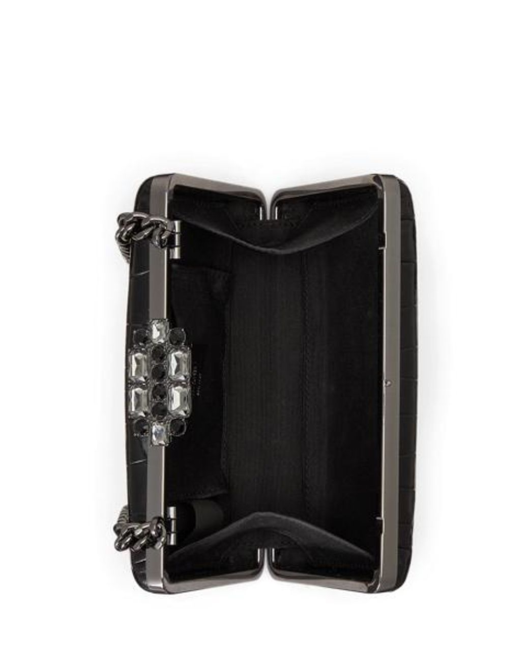 Ralph Lauren Black Croc-Embossed Small Franki Clutch