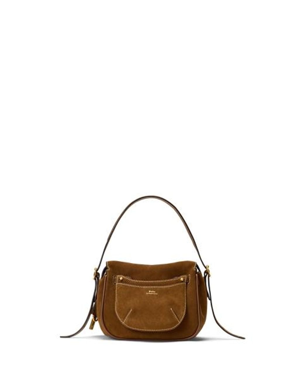 Polo Ralph Lauren White Polo Id Suede Mini Satchel