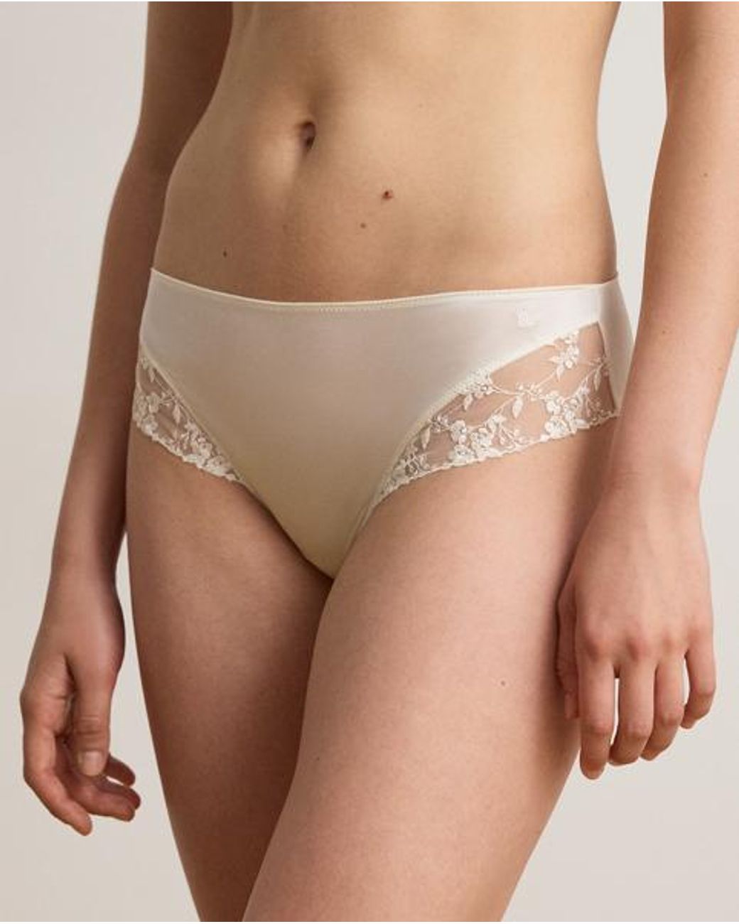 Ralph Lauren White Embroidered Mesh & Satin Tap Short Brief
