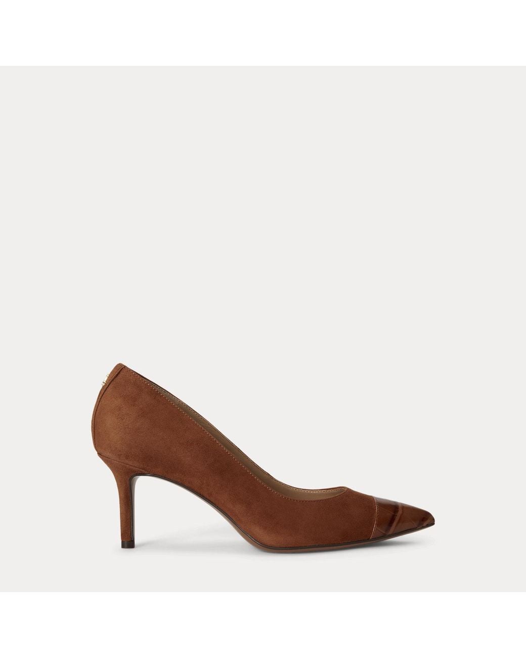 Ralph Lauren Brown Lanette Iii Suede & Croc-Embossed Pump