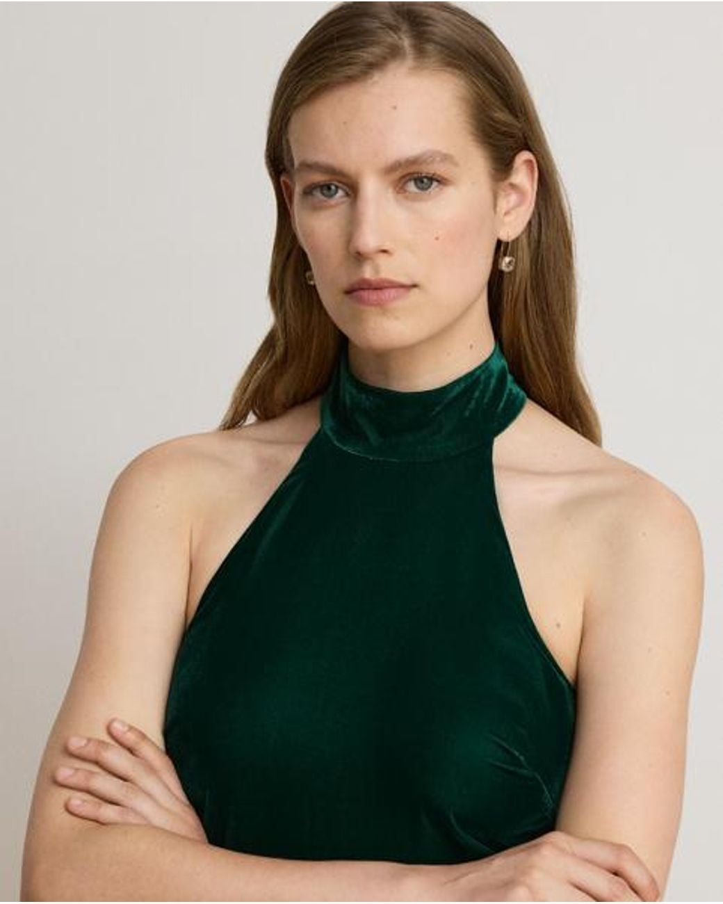 Ralph Lauren Green Velvet Mockneck Cocktail Dress
