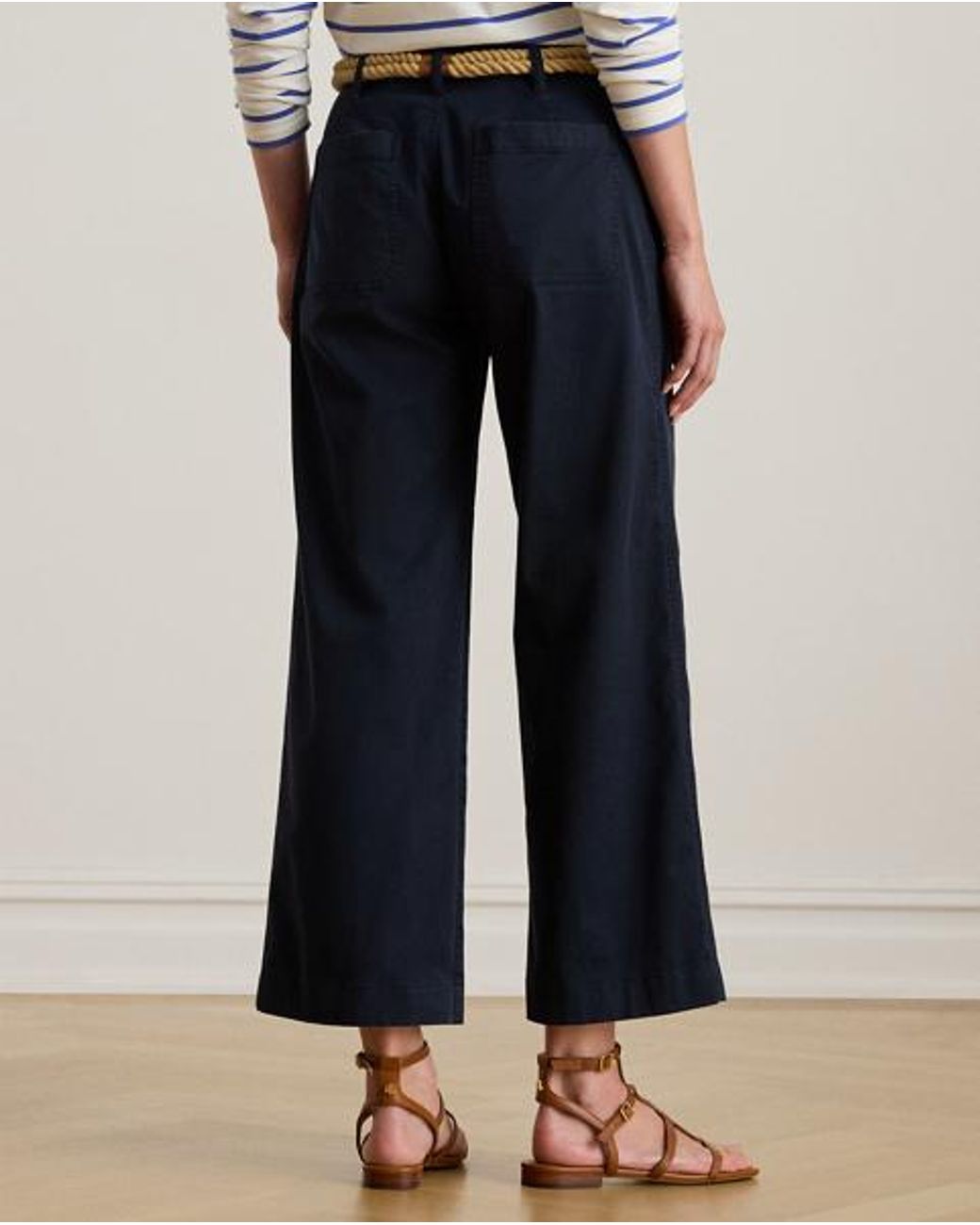 Ralph Lauren Blue Stretch Chino Wide-Leg Cropped Trouser