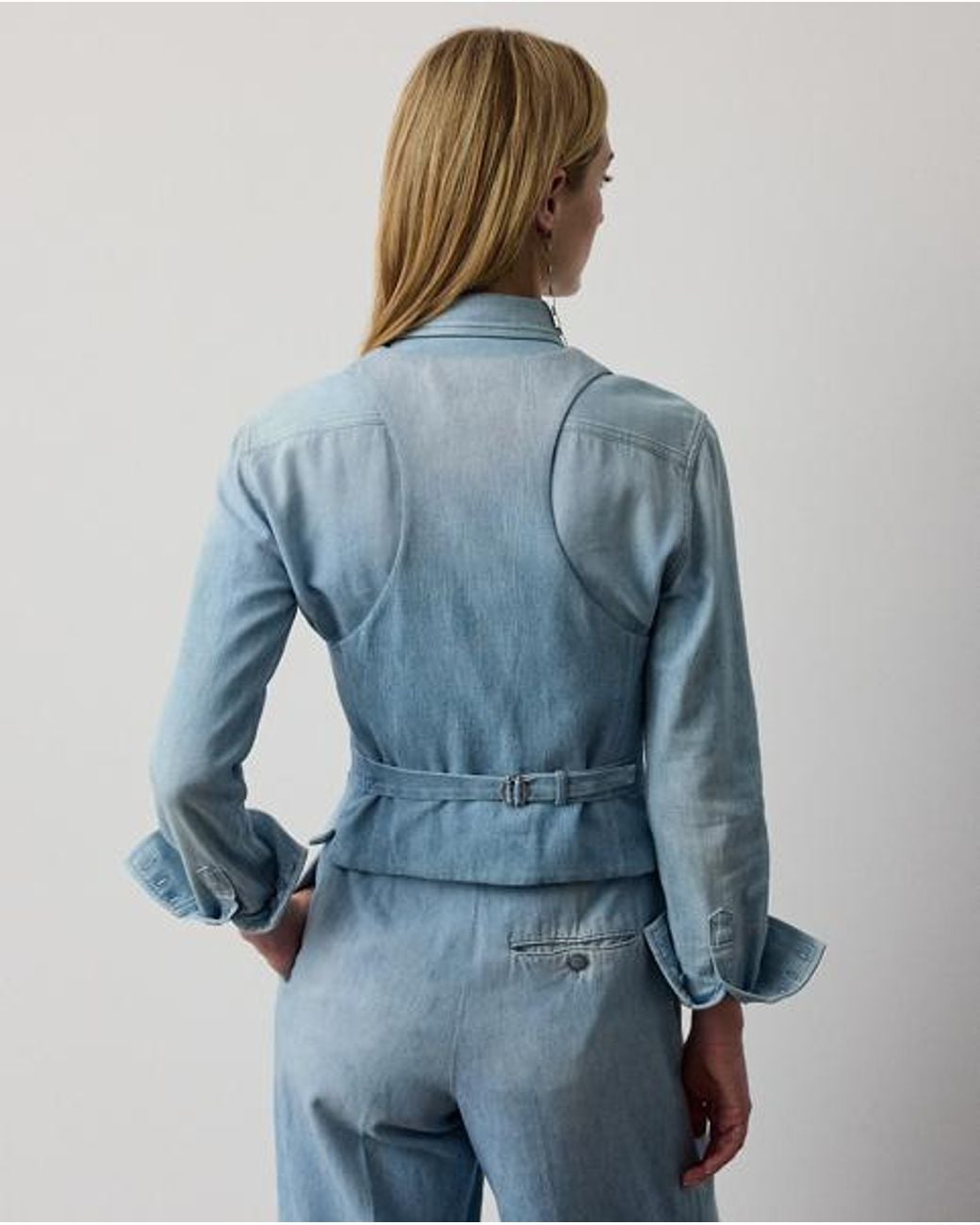 Ralph Lauren Blue Clarissa Cotton Denim Waistcoat