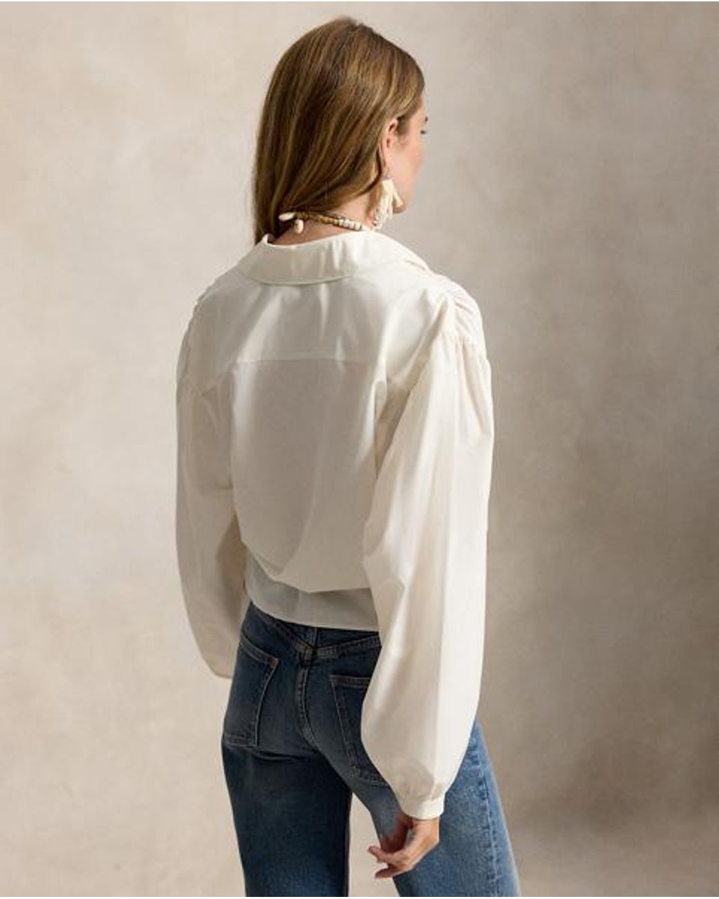 Polo Ralph Lauren Natural Cotton-Silk Wrap Blouse