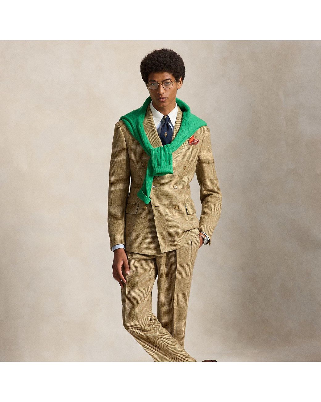 Polo Ralph Lauren Green Glen Plaid Summer Tweed Suit Trouser for men