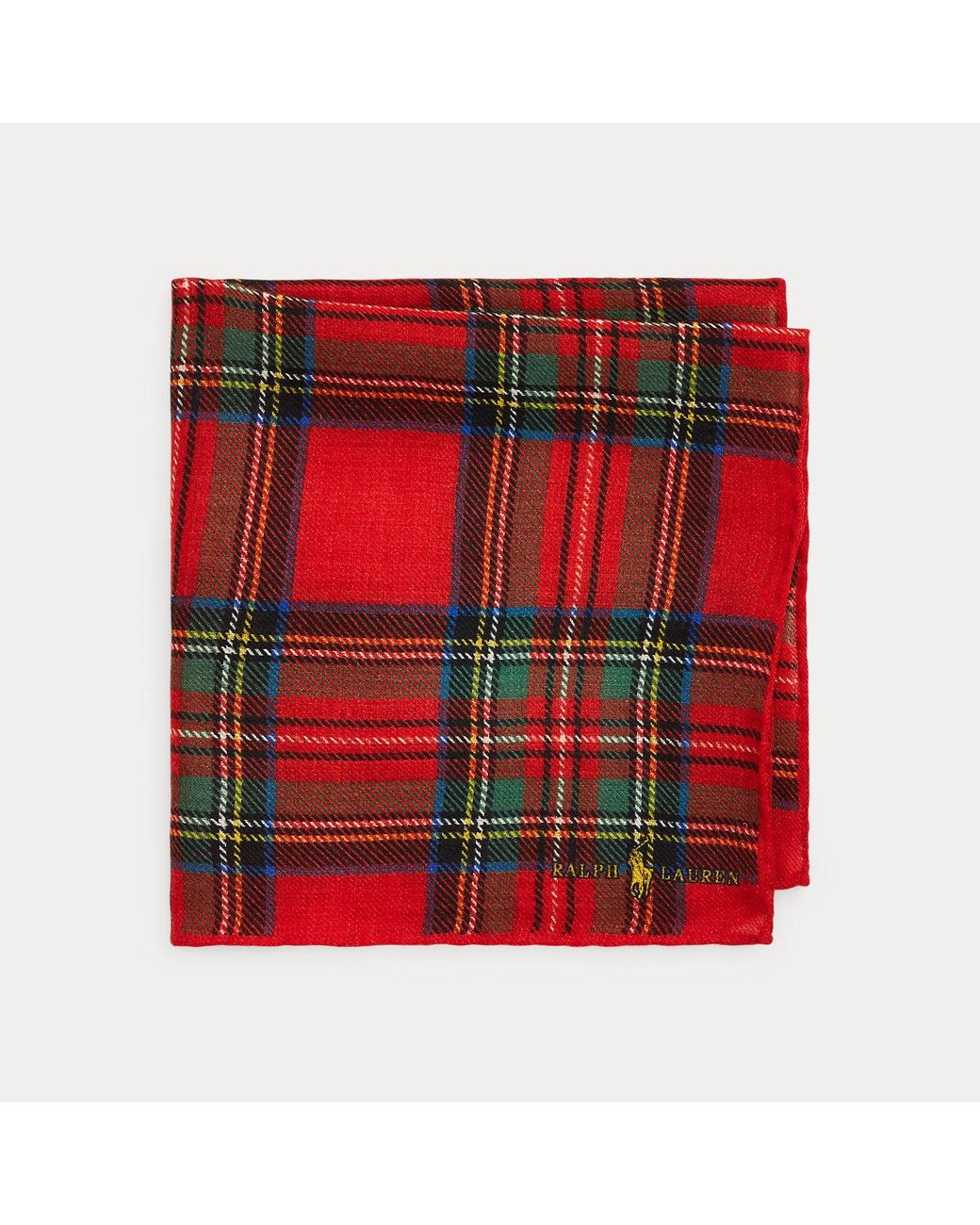 Polo Ralph Lauren Red Plaid Wool Pocket Square for men