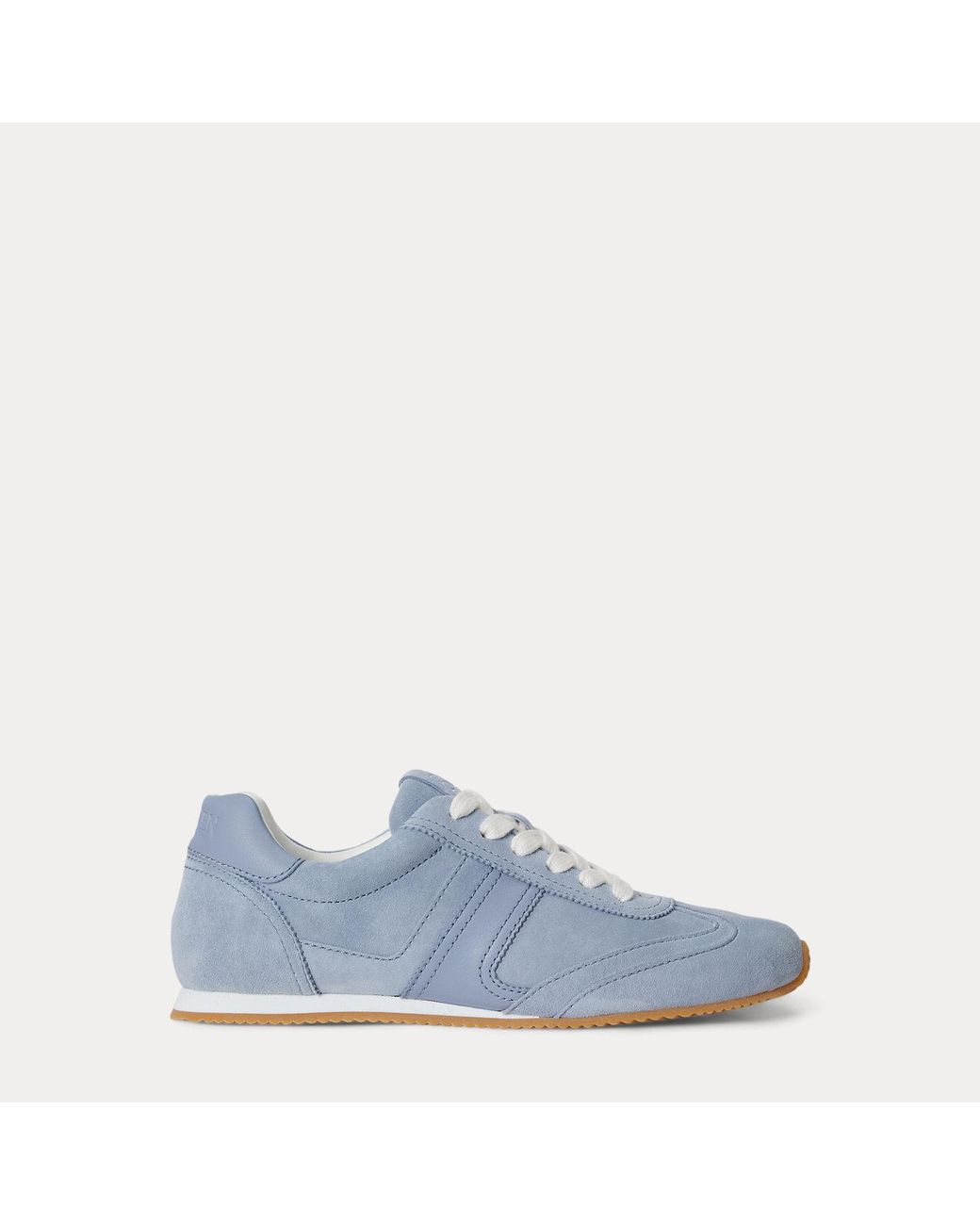 Ralph Lauren Blue Dani Suede & Leather Low-Profile Trainer