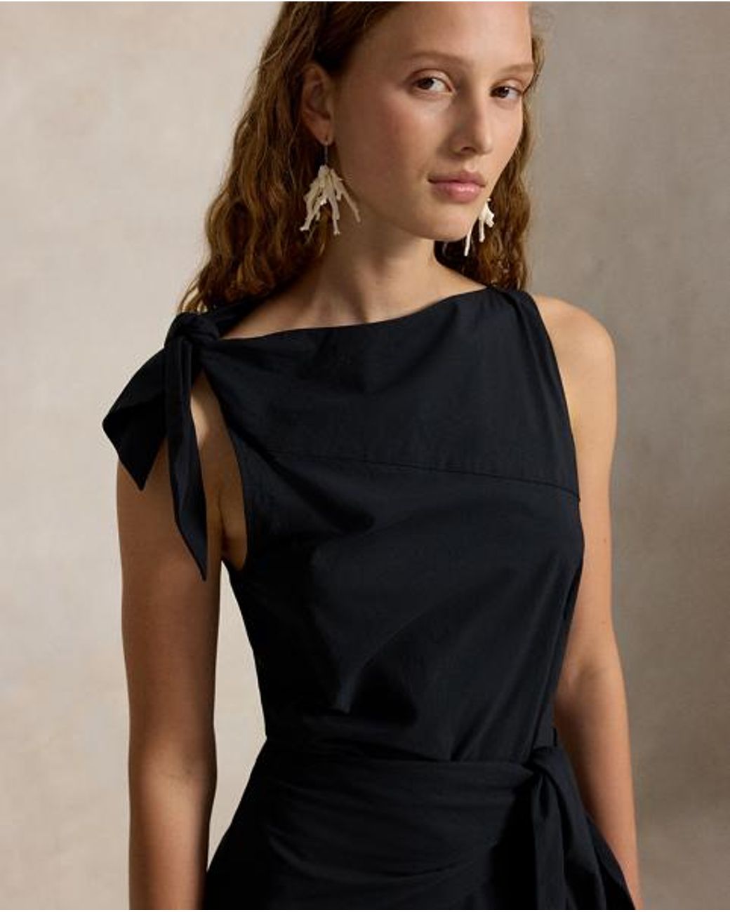 Polo Ralph Lauren Blue Bow-Detail Cotton Canvas Dress
