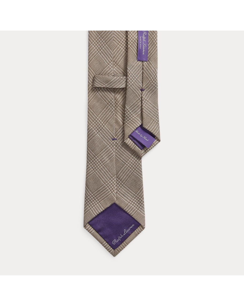 Ralph Lauren Brown Glen Plaid Cashmere-Silk Tie for men
