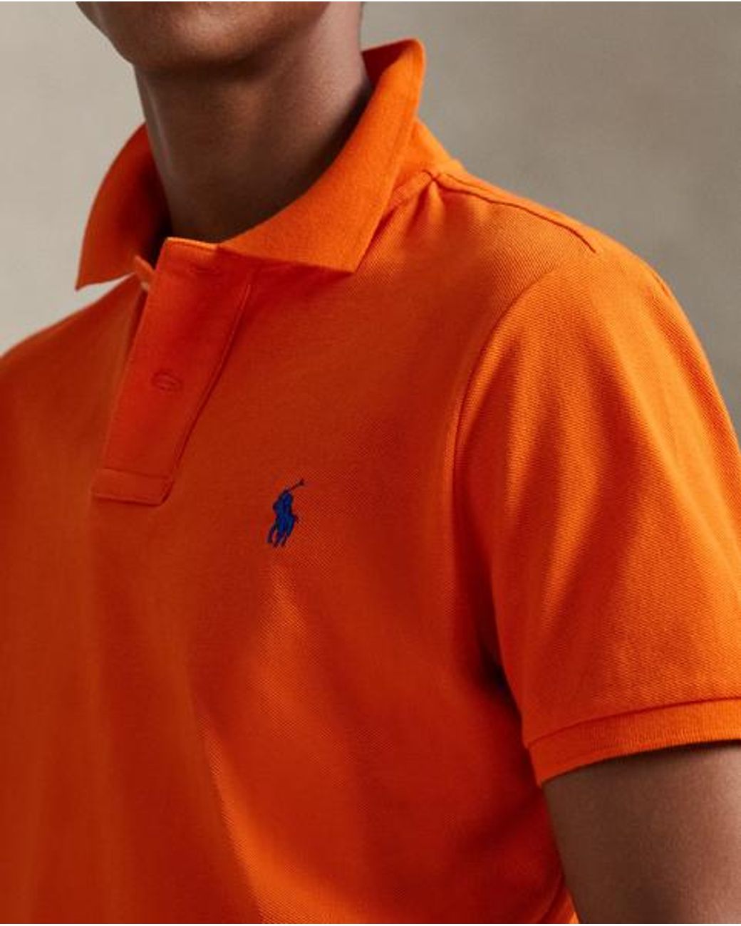 Polo Ralph Lauren Orange Custom Slim Fit Mesh Polo for men