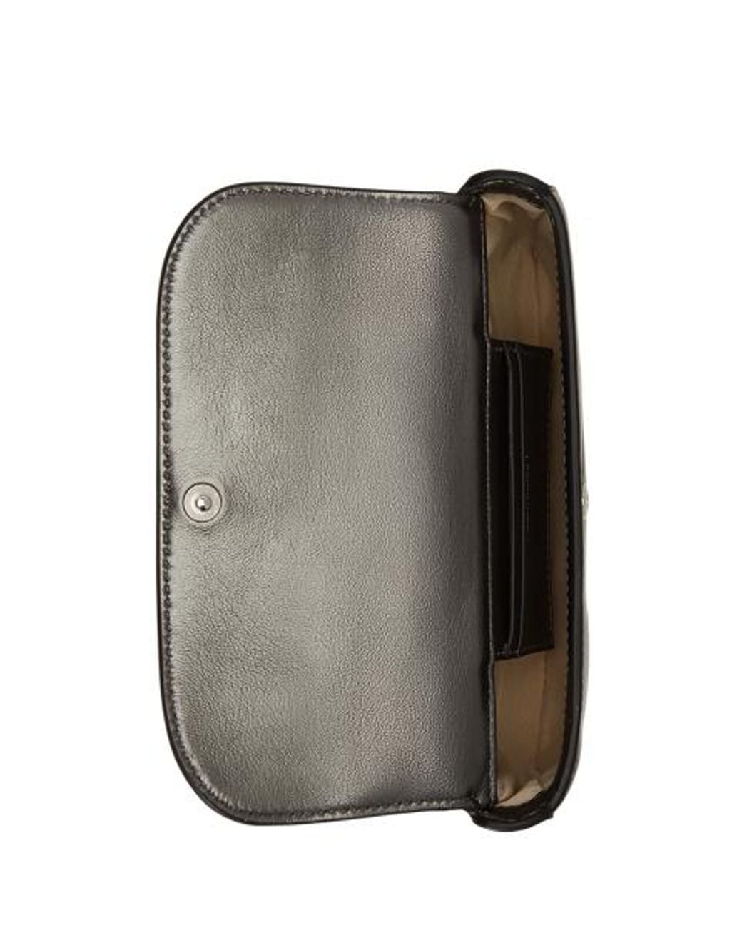 Ralph Lauren Black Metallic Leather Marcy Crossbody Wallet